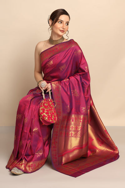 Elegant Dark Pink Silk Saree: Embrace Timeless Grace