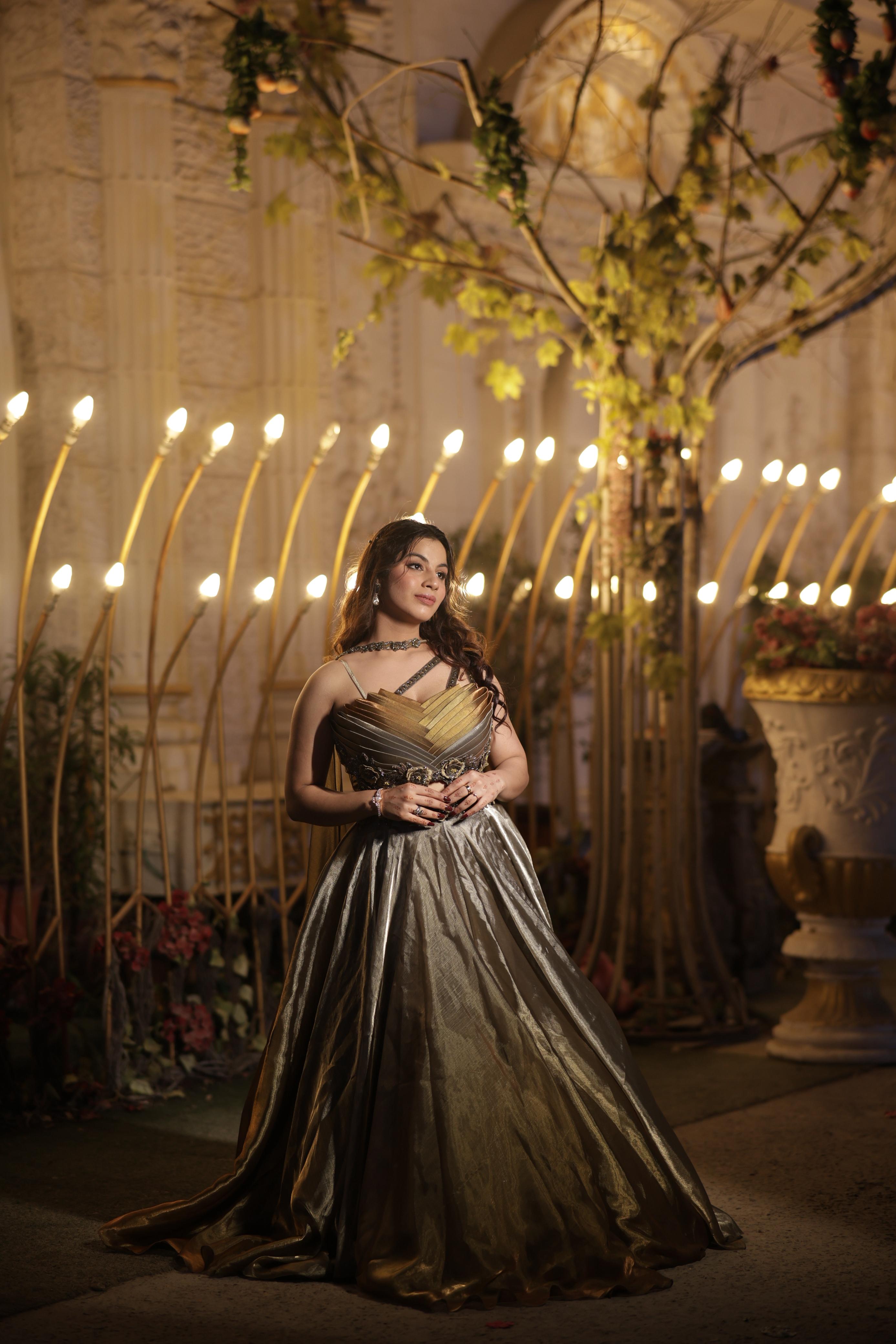 Gilded Graphite Sculpture Lehenga (CS31 M-98)