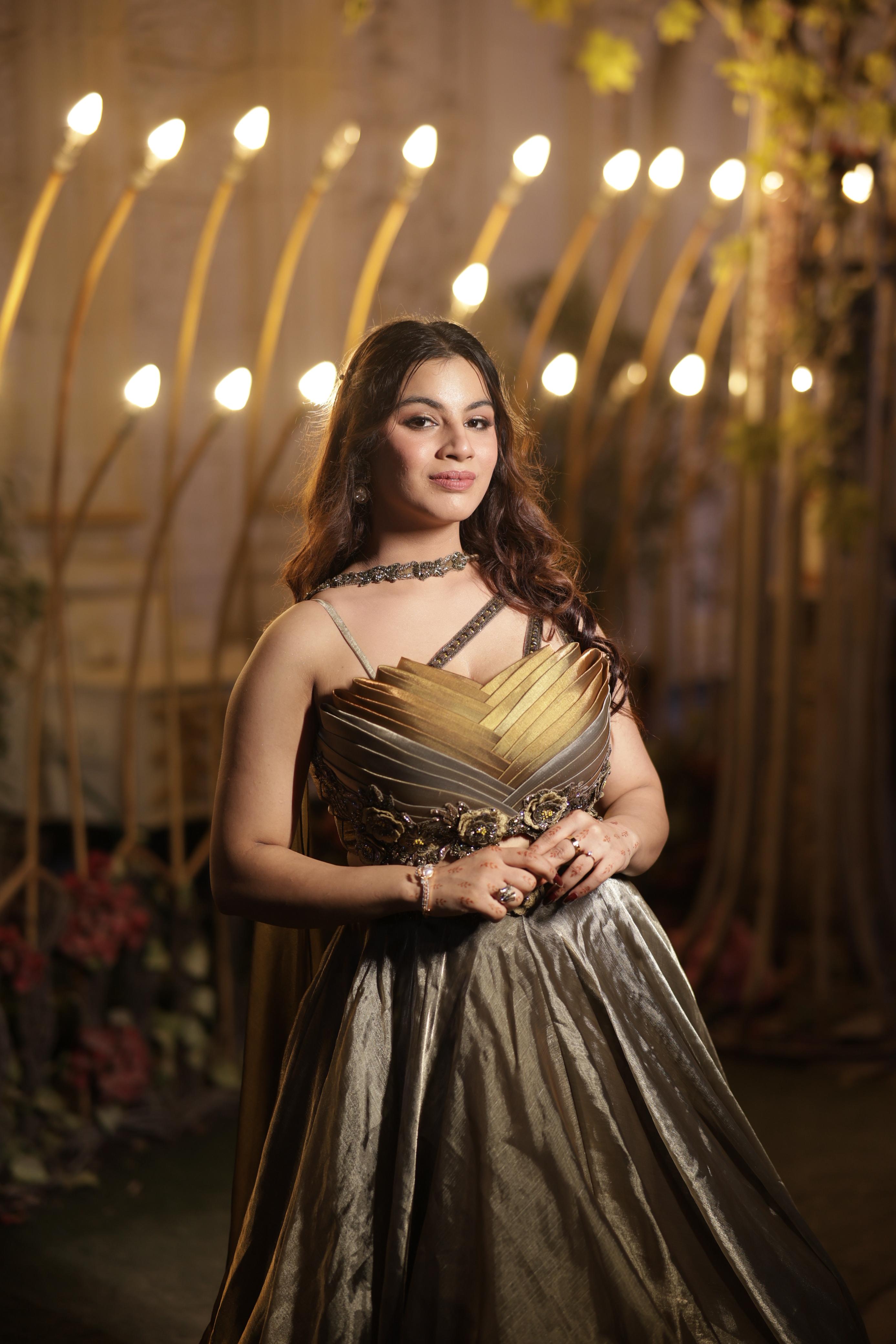 Gilded Graphite Sculpture Lehenga (CS31 M-98)