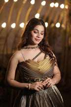 Gilded Graphite Sculpture Lehenga (CS31 M-98)