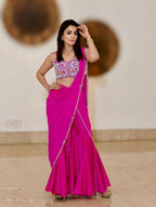 Magenta Muse Drape-Pant Set (4124-A D-17)