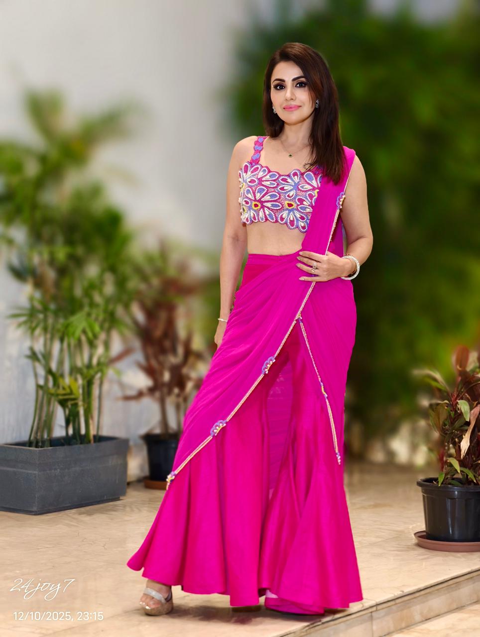 Magenta Muse Drape-Pant Set (4124-A D-17)