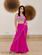 Magenta Muse Drape-Pant Set (4124-A D-17)