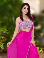 Magenta Muse Drape-Pant Set (4124-A D-17)