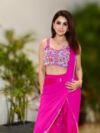 Magenta Muse Drape-Pant Set (4124-A D-17)