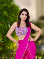 Magenta Muse Drape-Pant Set (4124-A D-17)