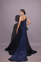 Midnight Sequin-Embellished Indo-Western Lehenga