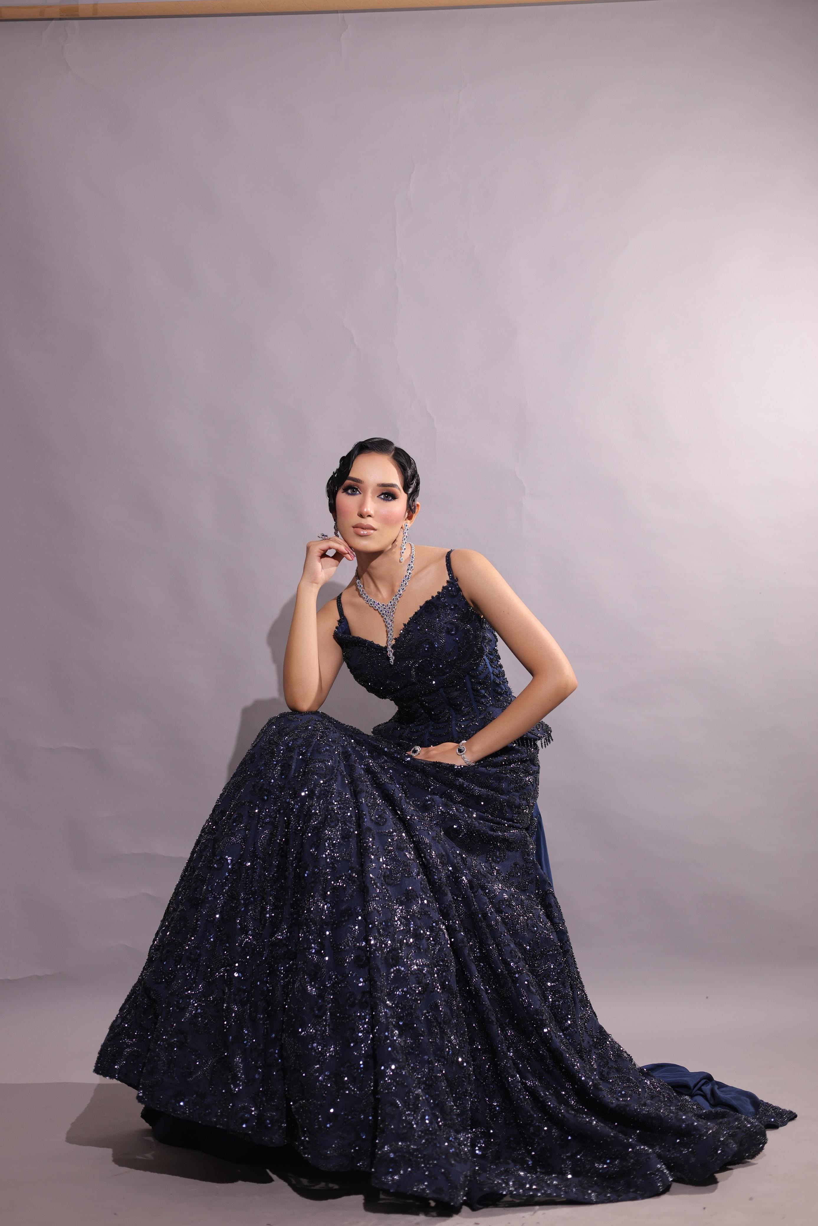 Midnight Sequin-Embellished Indo-Western Lehenga