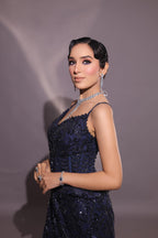 Midnight Sequin-Embellished Indo-Western Lehenga
