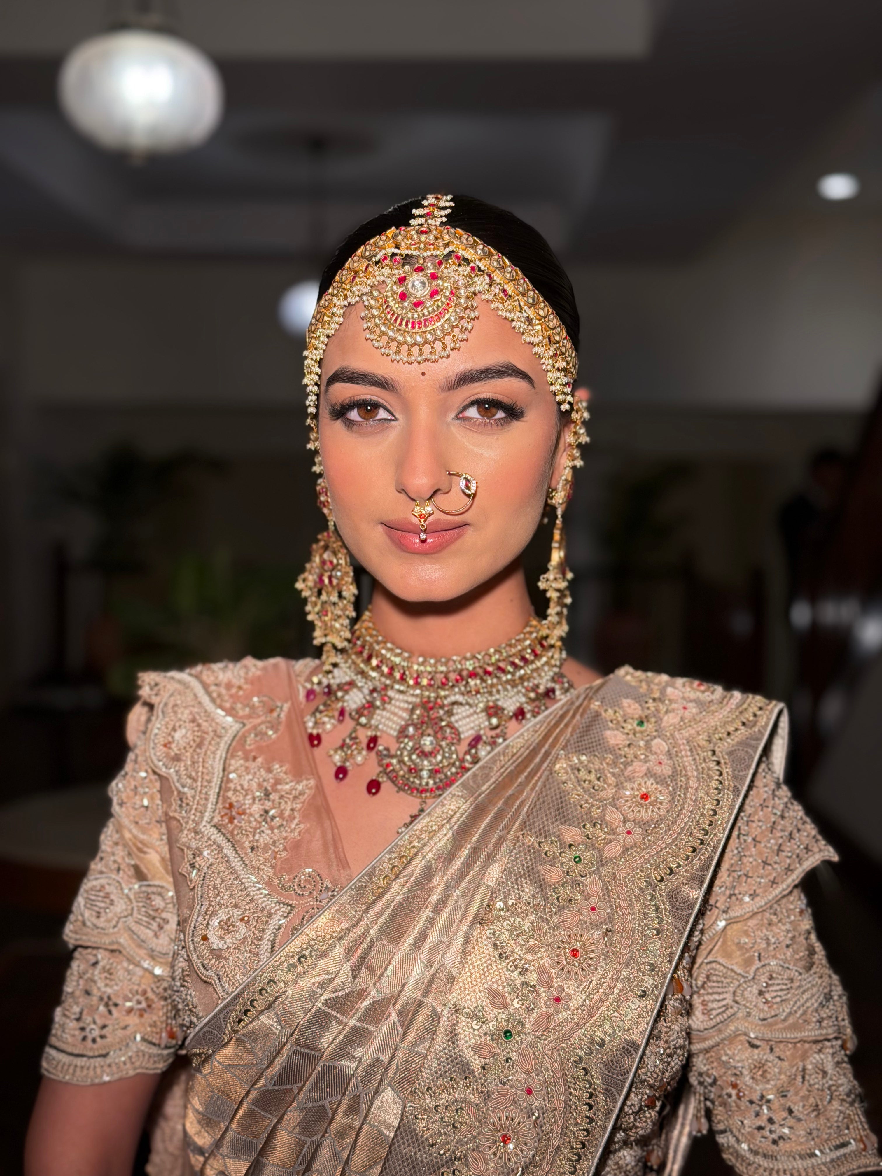 Gilded Rose Champagne Zardozi Saree