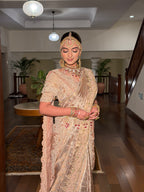 Gilded Rose Champagne Zardozi Saree