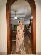 Gilded Rose Champagne Zardozi Saree