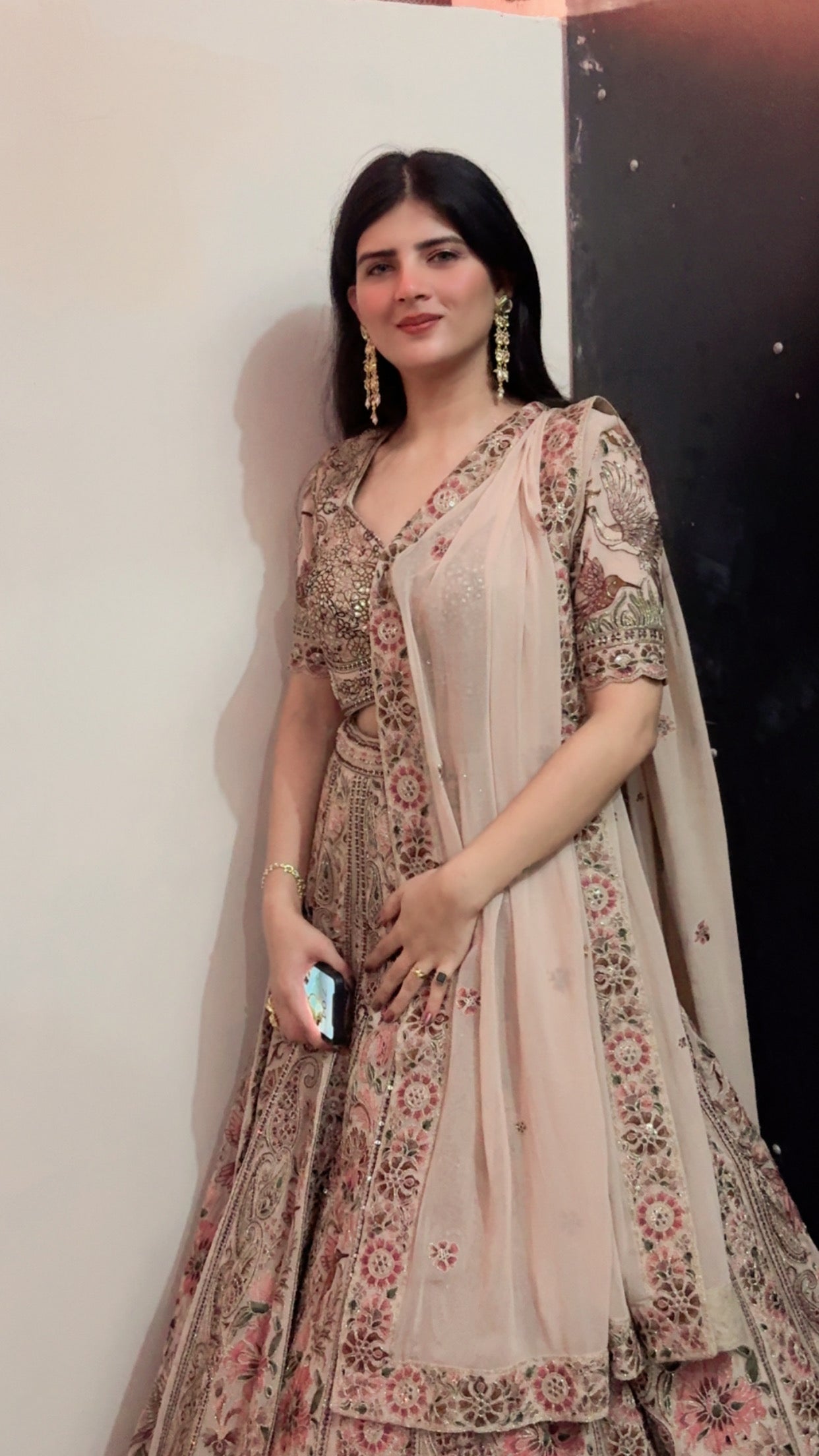 Vintage Floral Print and Embroidery Lehenga (P-2033 M-107)