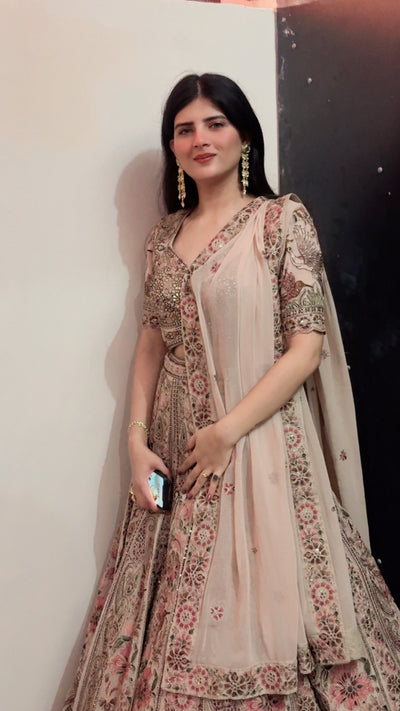 Vintage Floral Print and Embroidery Lehenga (P-2033 M-107)