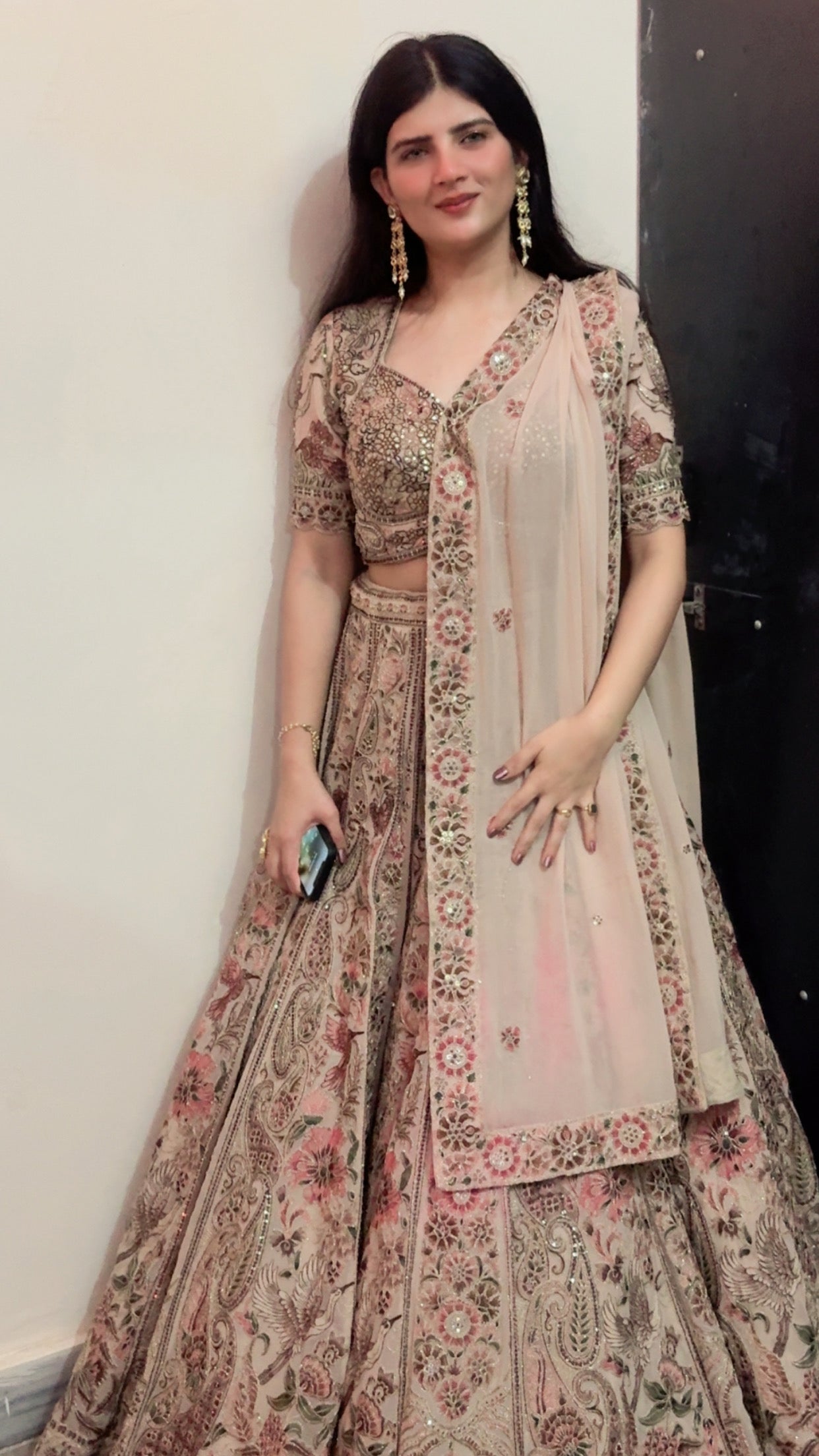 Vintage Floral Print and Embroidery Lehenga (P-2033 M-107)