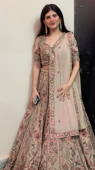 Vintage Floral Print and Embroidery Lehenga (P-2033 M-107)