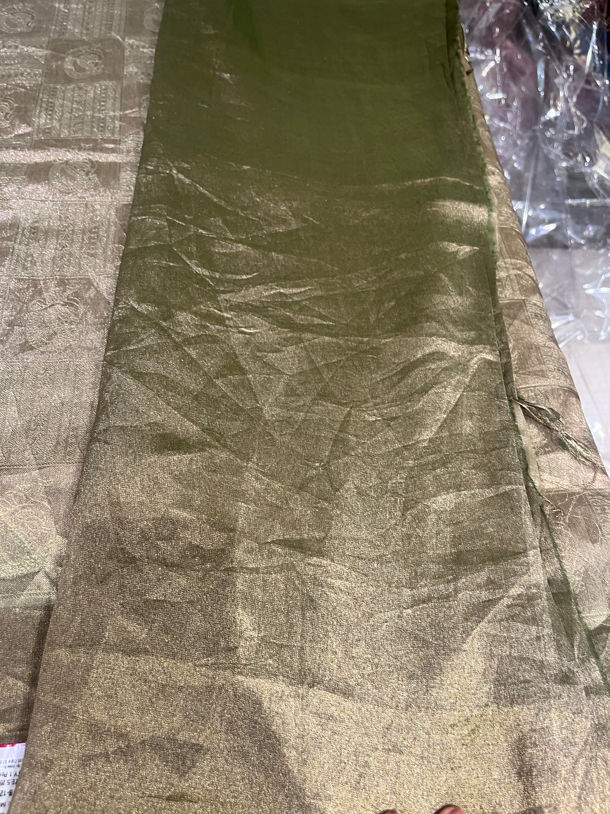Beige And Copper Peacock Motif Saree