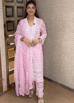 Pastel Pink Cotton Embroidered Kurta Set