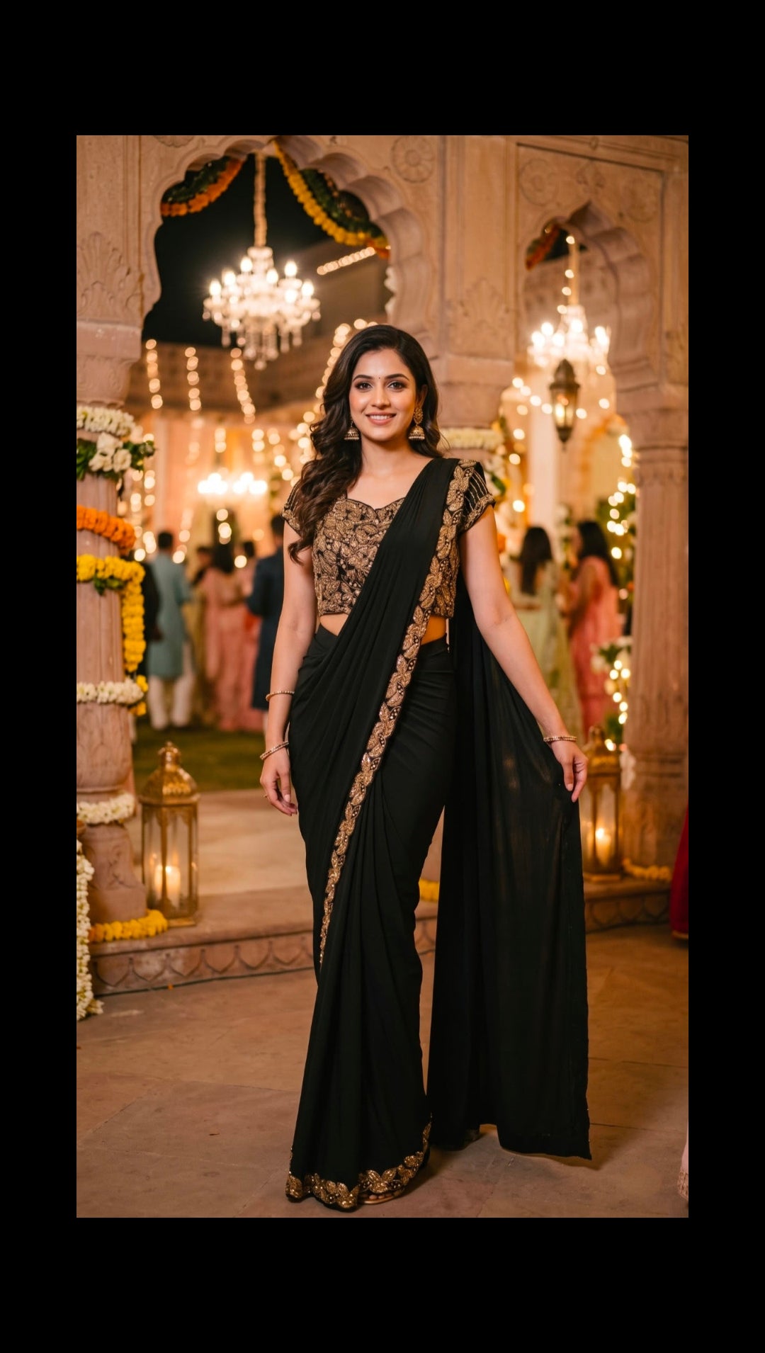 Elegant Black Designer Silk Saree Main image