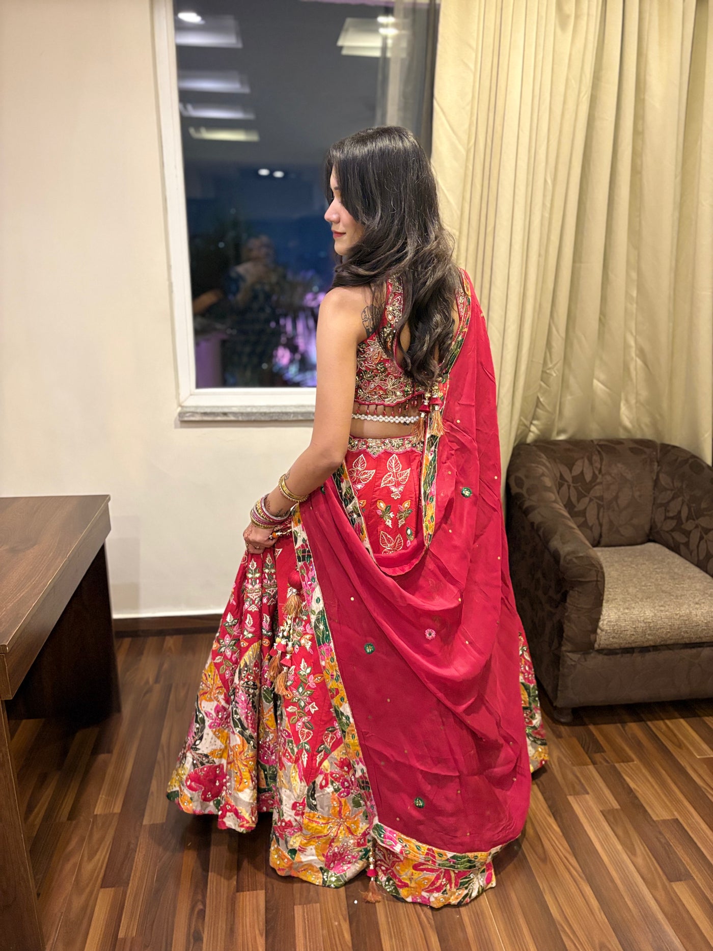 Vibrant Garden red lehenga (834 M-98)