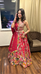 Vibrant Garden red lehenga (834 M-98)