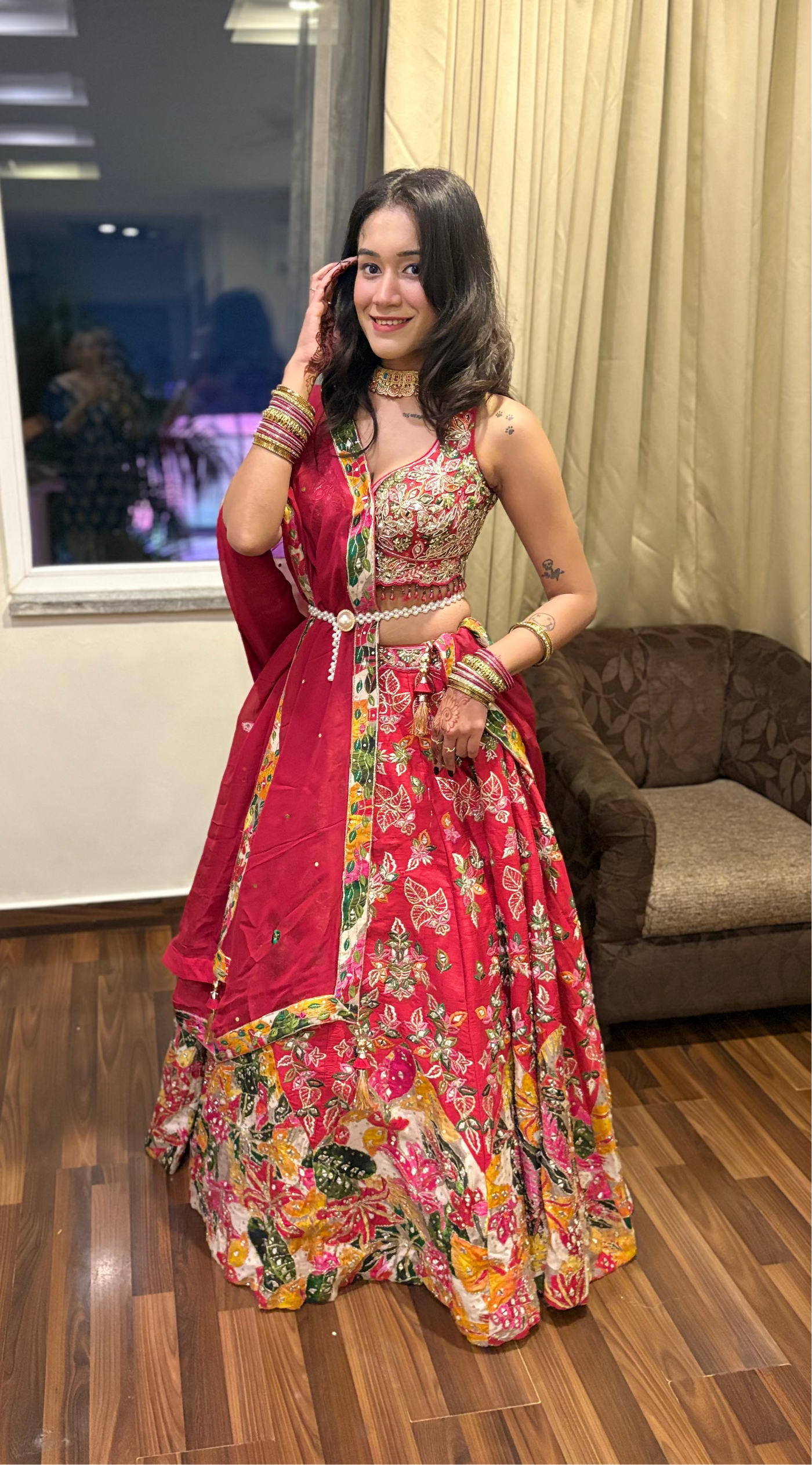 Vibrant Garden red lehenga (834 M-98)