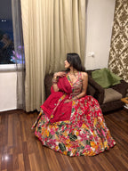 Vibrant Garden red lehenga (834 M-98)