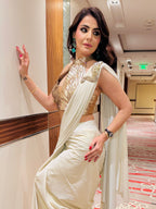 Cream Gold Fusion Drape Saree (KDS-24-150 D-104