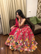 Vibrant Garden red lehenga (834 M-98)