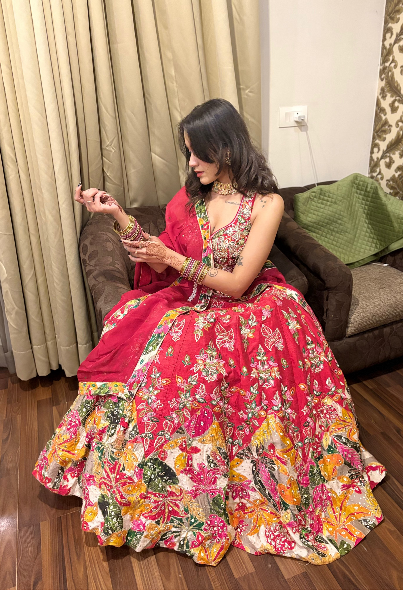 Vibrant Garden red lehenga (834 M-98)