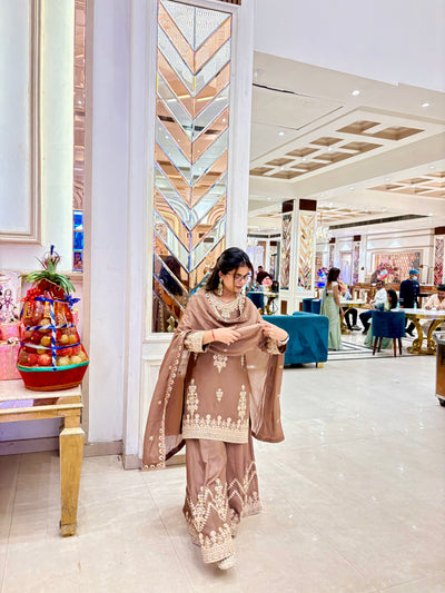 Earthy Brown Elegance Suit Set (3948-915 D-20