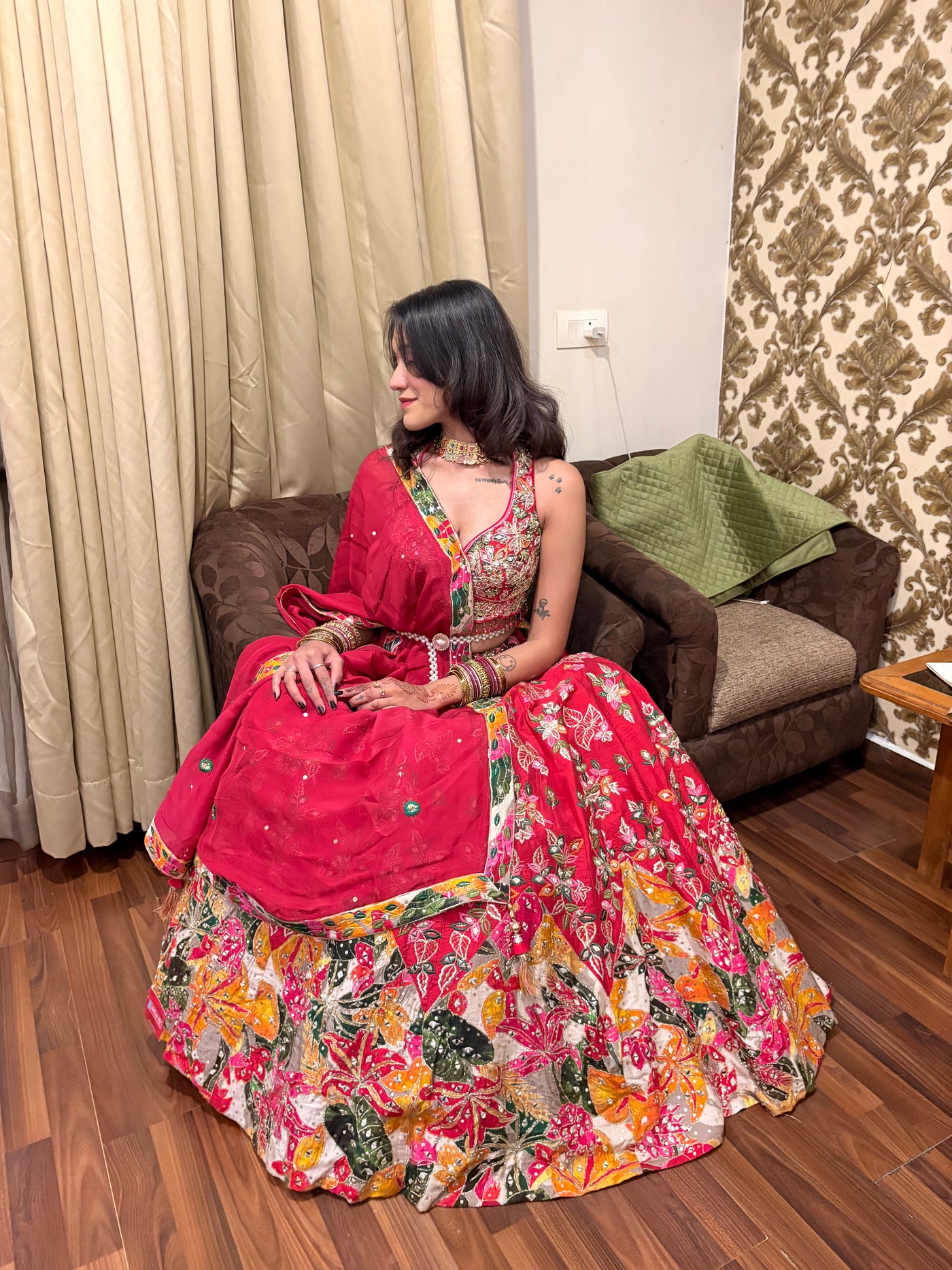Vibrant Garden red lehenga (834 M-98)