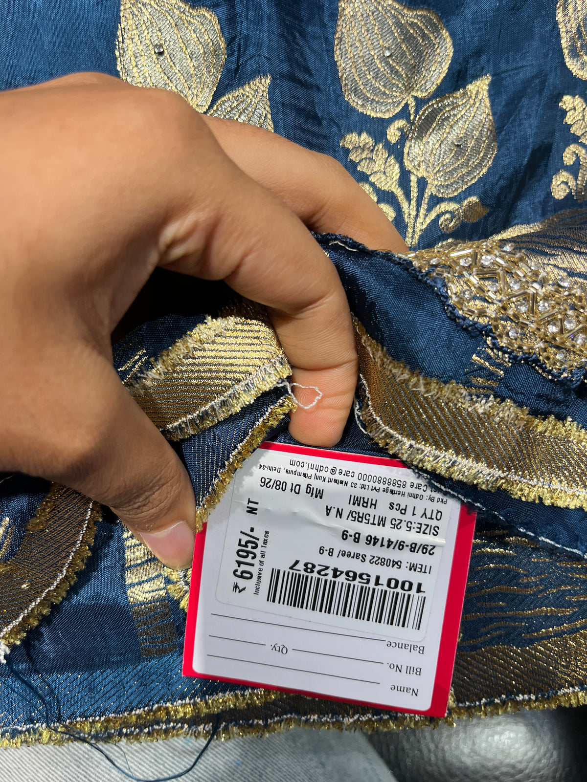 Royal Blue Banarasi Silk Saree with Woven Gold Floral Jacquard & Botanical Pallu