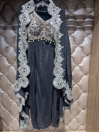 Cape-style Fusion Set with Dhoti-Pleated Skirt (5230 GA-21)