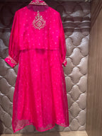 Vibrant Magenta Cape & Trouser Set (2581-2 R-65)