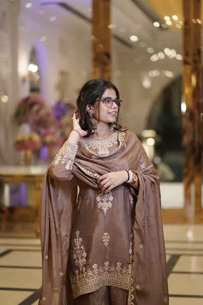 Earthy Brown Elegance Suit Set (3948-915 D-20