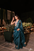 Contemporary Teal Organza Saree