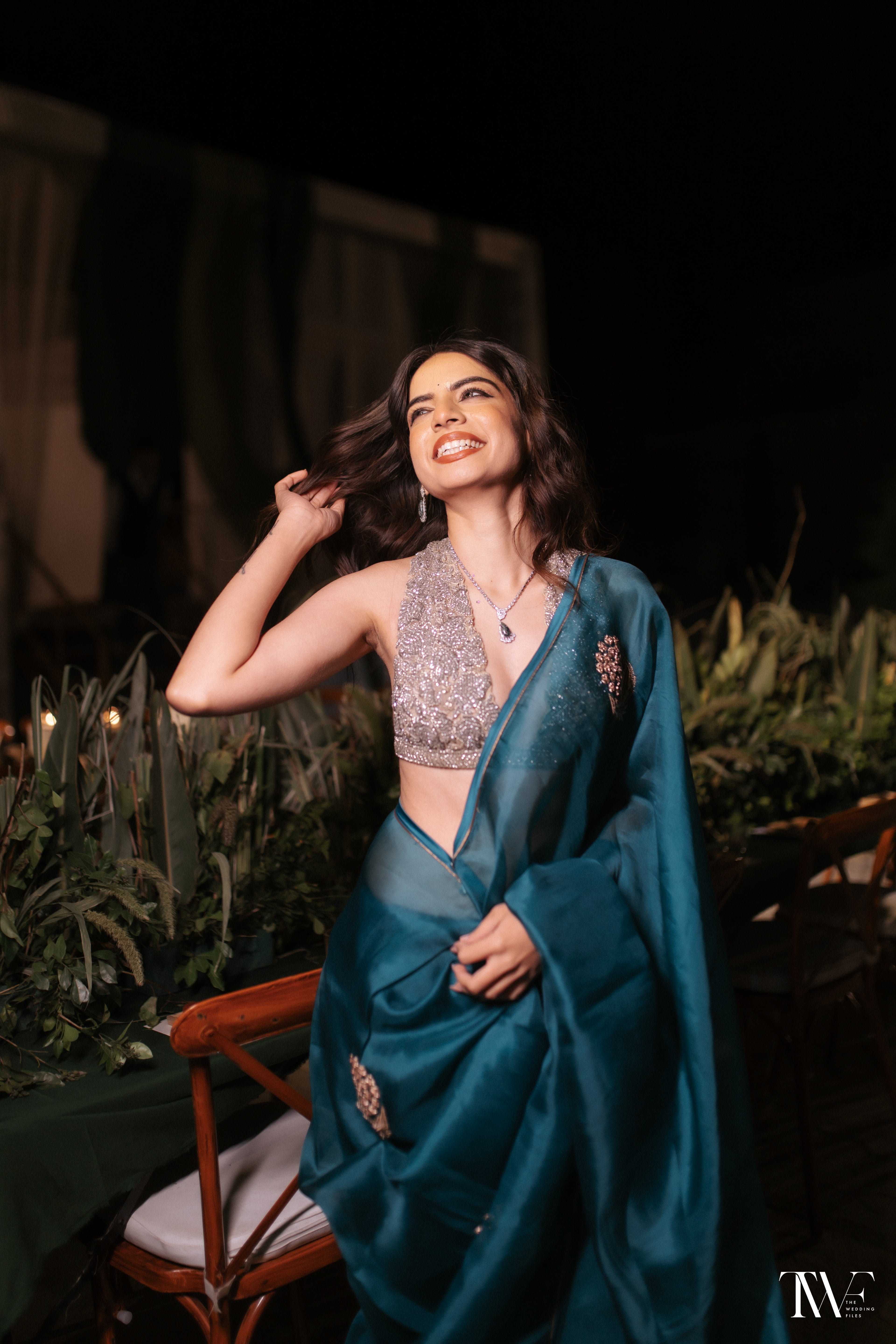 Contemporary Teal Organza Saree