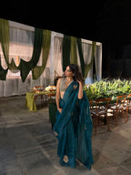 Contemporary Teal Organza Saree