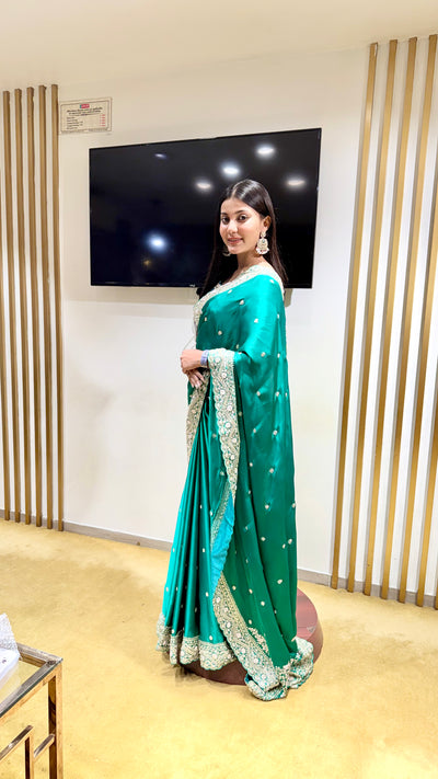 Teal &amp; Silver Statement Saree (SAREE B-97)