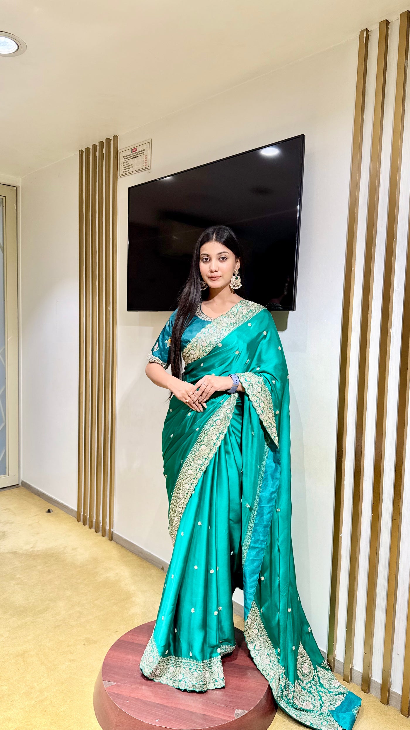 Teal &amp; Silver Statement Saree (SAREE B-97)