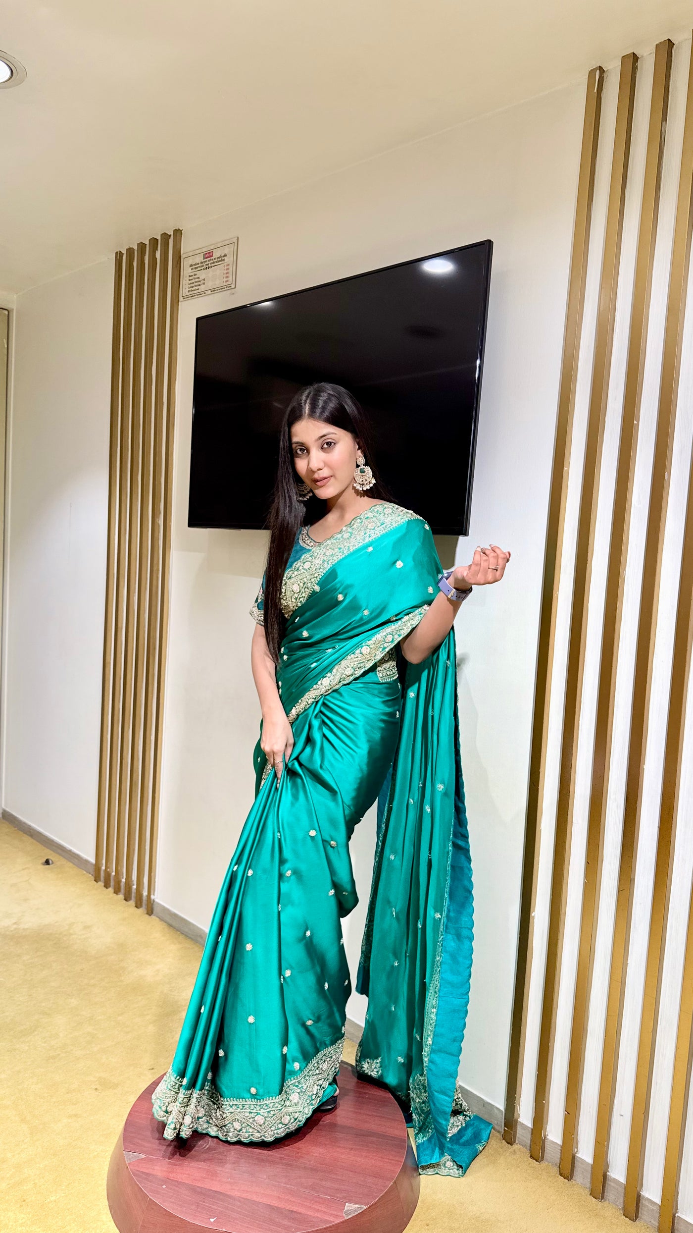 Teal &amp; Silver Statement Saree (SAREE B-97)