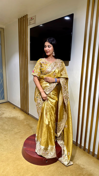 Antique Gold Tissue Silk Saree (DAS570 B-122)