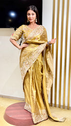 Antique Gold Tissue Silk Saree (DAS570 B-122)