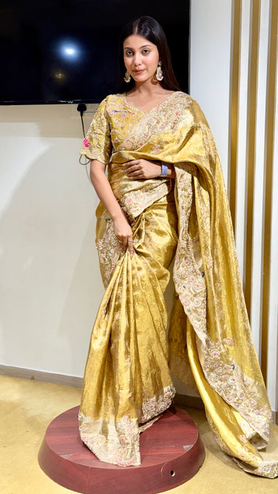 Antique Gold Tissue Silk Saree (DAS570 B-122)