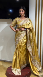 Antique Gold Tissue Silk Saree (DAS570 B-122)