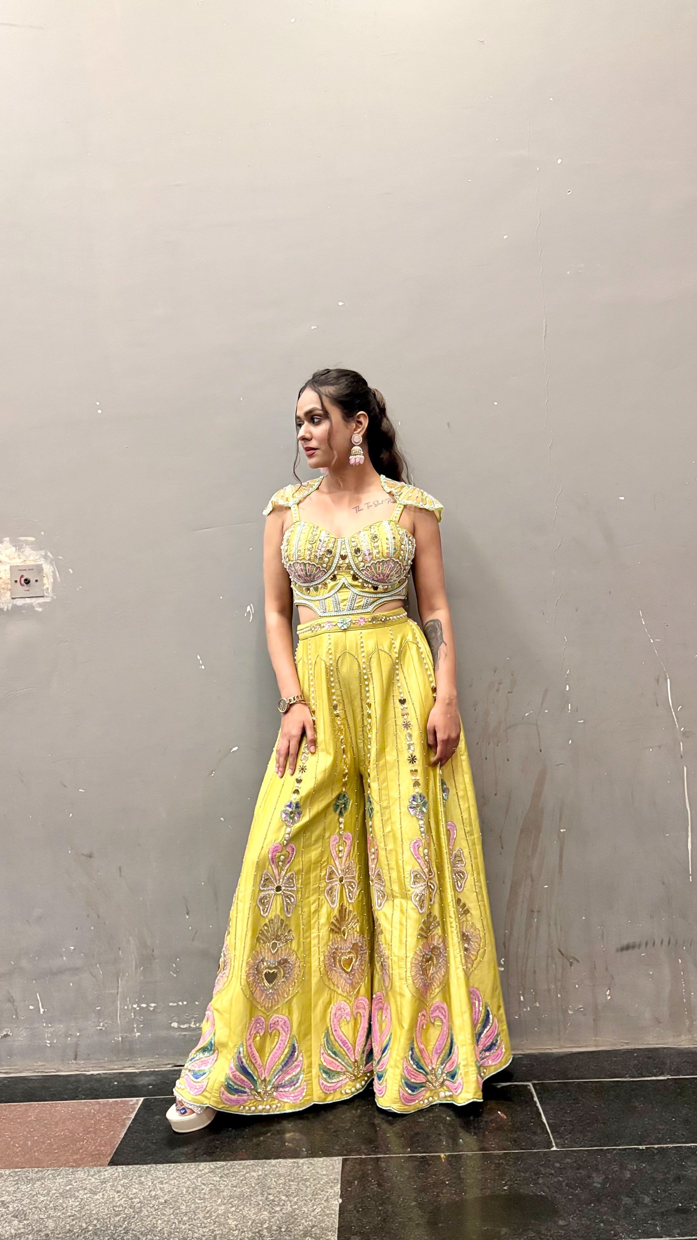 Lime Yellow Embroidered Jumpsuit Secondary image