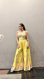 Lime Yellow Embroidered Jumpsuit