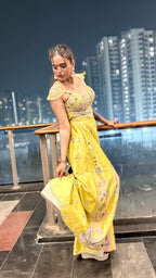 Lime Yellow Embroidered Jumpsuit