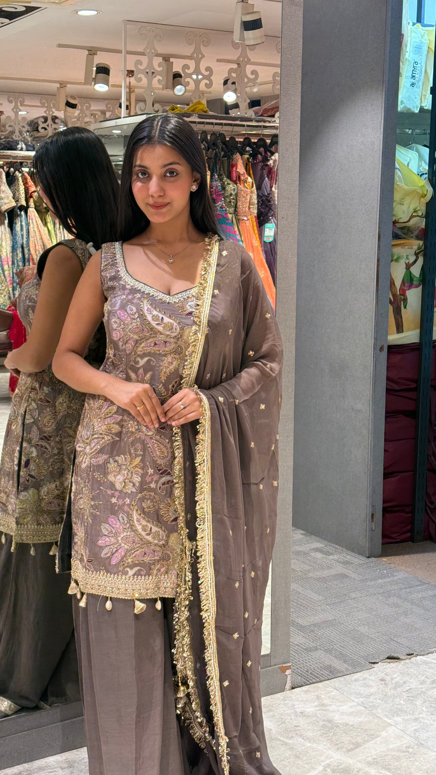 Taupe Heritage Kurta Set  1134 D-100)